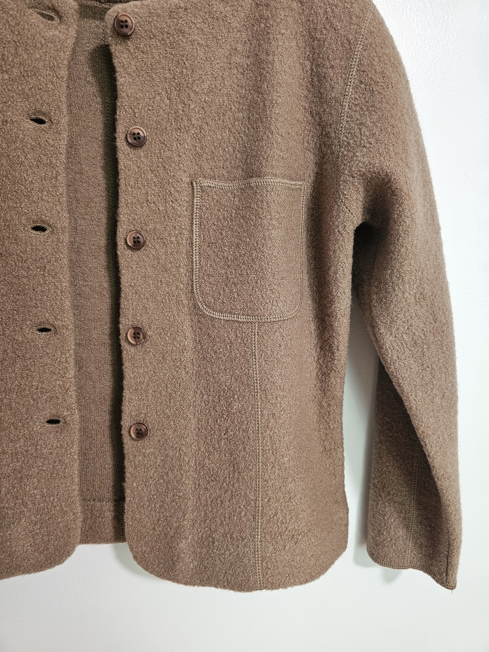 Vintage Simons Brown 100% Boiled Wool Jacket Blazer Size S Made In Hong Kong - Picture 6 of 11